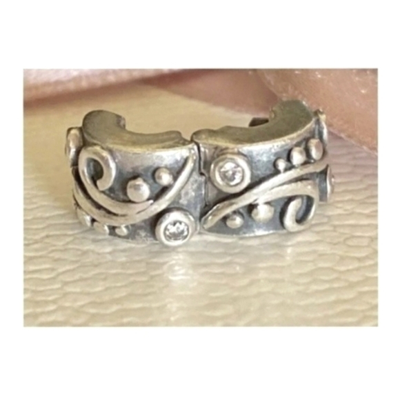 Pandora Tendril Cubic Zirconia Clip Charm 925 Sterling Silver 790380 - Picture 5 of 6